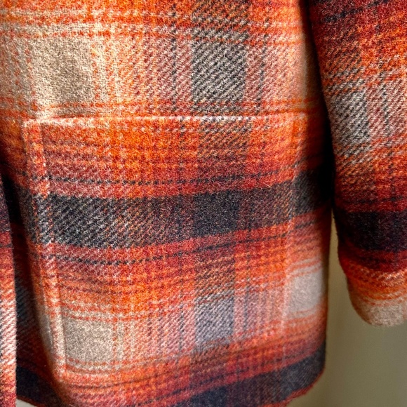 Orange Plaid 3/4 Length Jacket Wool & Mohair. Great Fall Colors c90s by Kasper - Picture 4 of 16